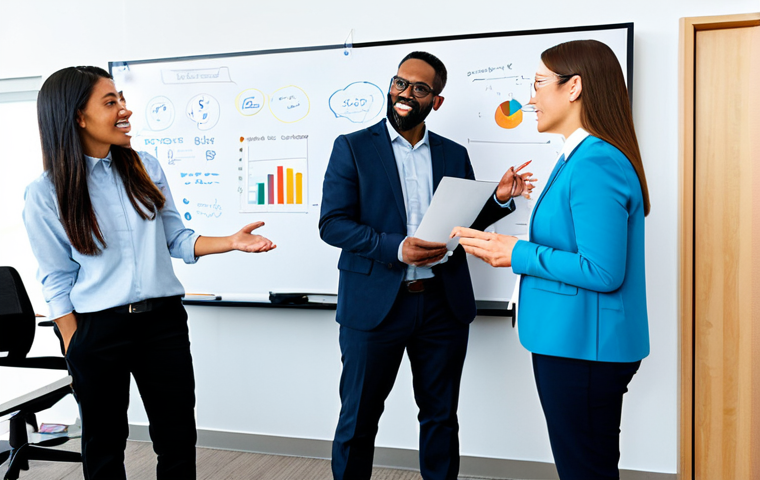 고정관념 없는 표현을 위한 워크숍 기획하기 - Innovation Workshop - Collaboration**
"A diverse group of professionals brainstorming in a brightly...