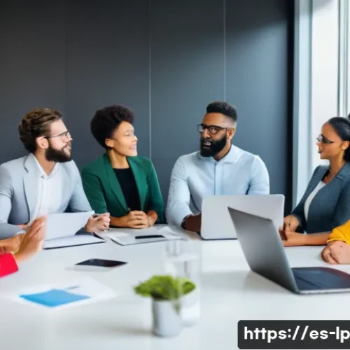 Home 30 고정관념 없는 표현을 위한 멘토링 - A diverse group of professionals in a modern office setting engaged in active listening during a mee...