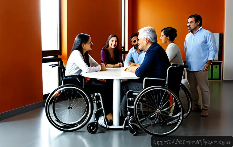 고정관념 없는 언어 사용법 - Photorealistic diverse group of Spanish-speaking coworkers in a bright modern office in Madrid, adul...